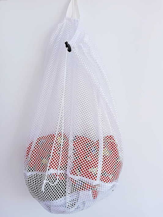 Small Commercial Mesh Laundry Bag with Handle and Drawstring for Dormitory, Travelling, College,Apartment, Camping, RV, Machine Washable, Hanging Mesh Bag,20×17inc