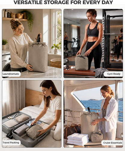 Travel Laundry Bags, Pump-Free Compression Dirty Clothes Bag