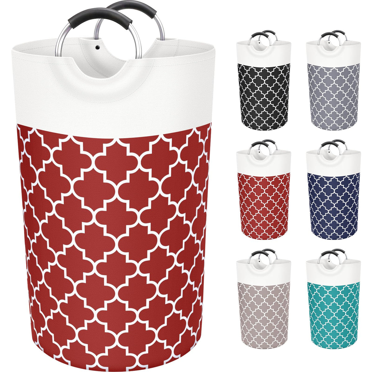 Large Laundry Basket 82L Tall Collapsible Hamper with Handles for Dorm Grey