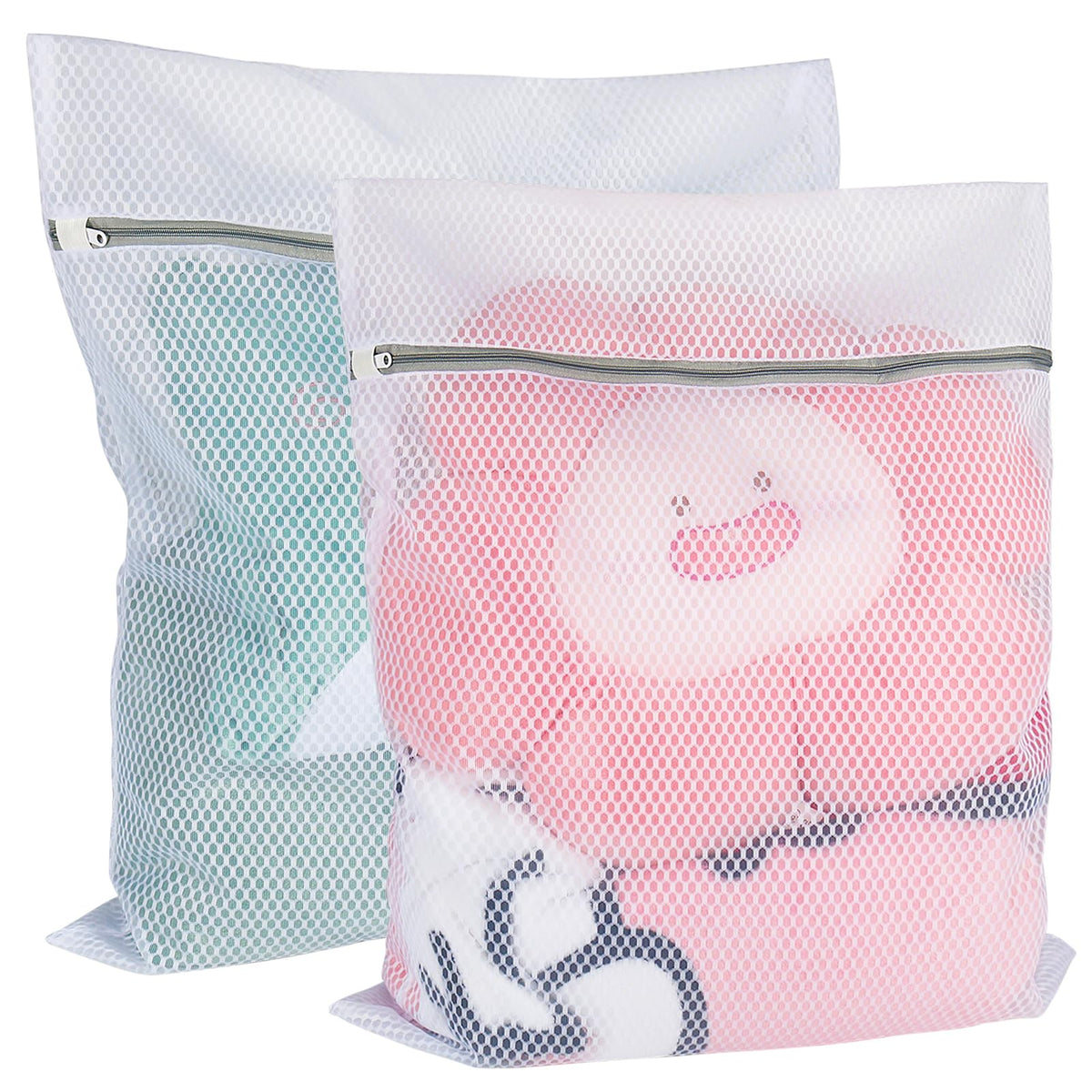 Vivifying XL Large Mesh Laundry Bags, 2 Pack, 20 x 24 Inch Wash Bags, White