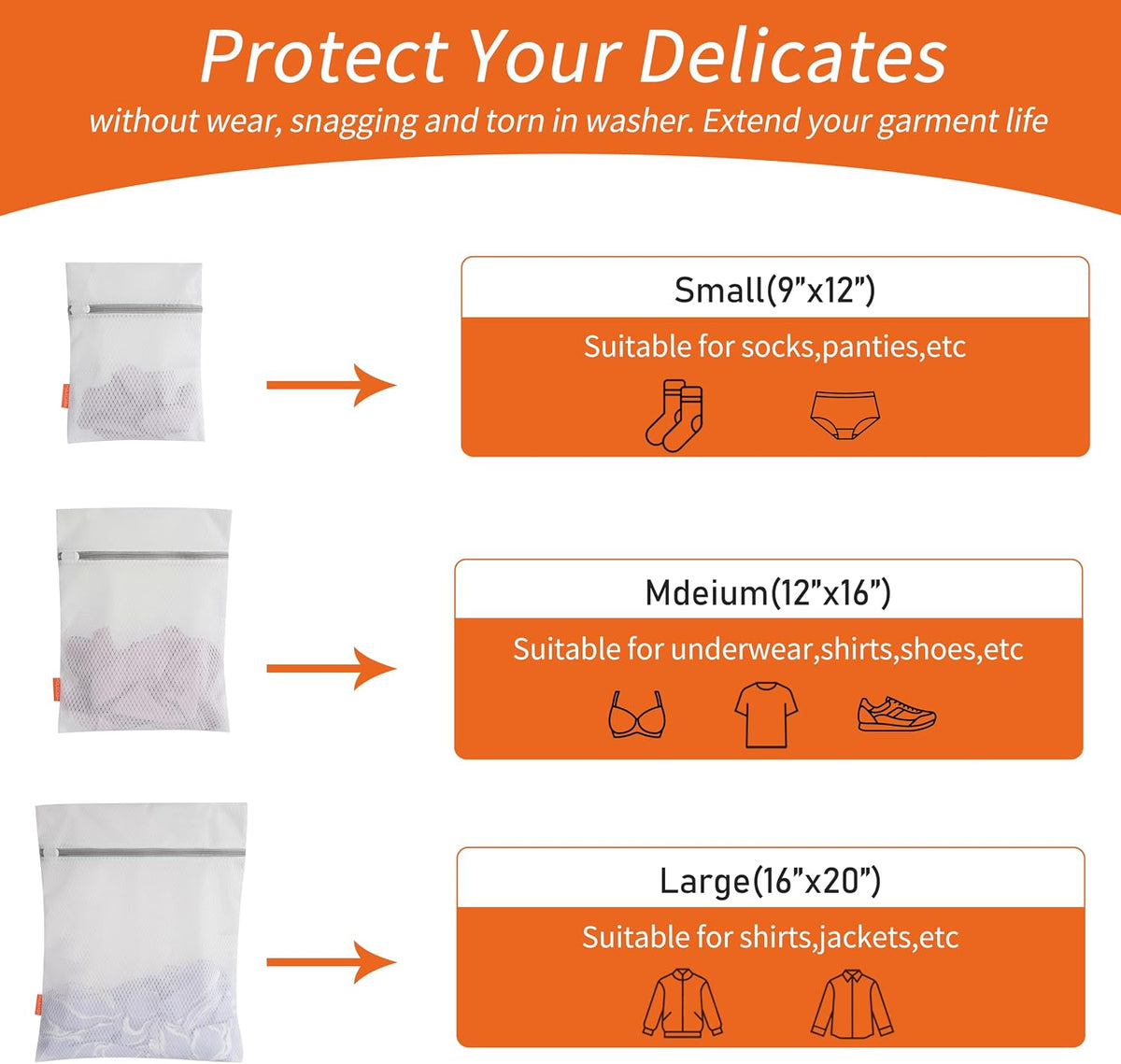 Polecasa Diamond Mesh Laundry Bags 3 Pack (Large, Medium, Small)