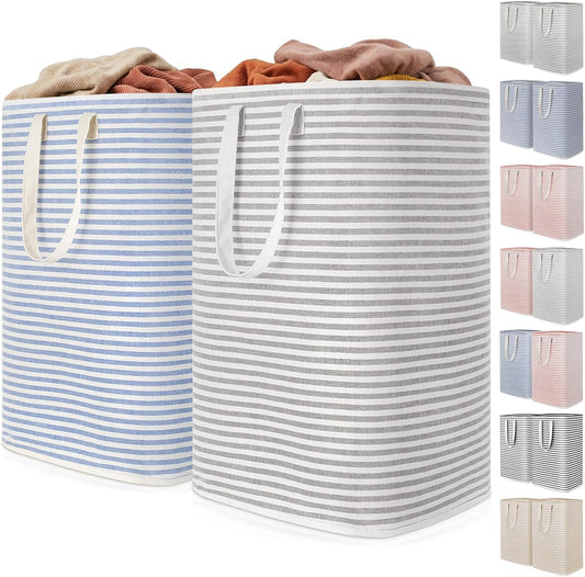 Lifewit 80L Large Laundry Baskets, Laundry Hampers Bags, 2 Pack, Grey&Blue