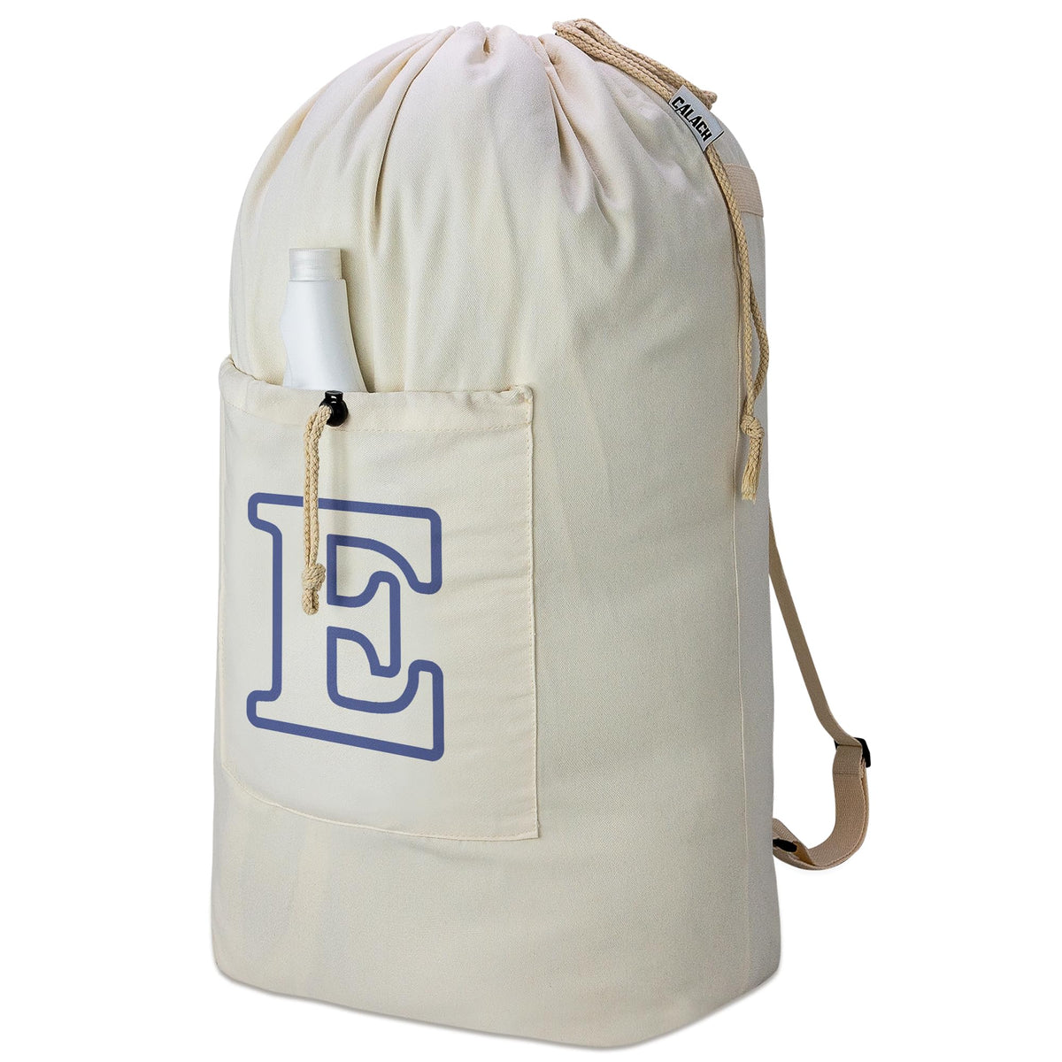 Laundry Bag Backpack, Canvas Laundry Bag with Straps & Drawstring, Beige XL