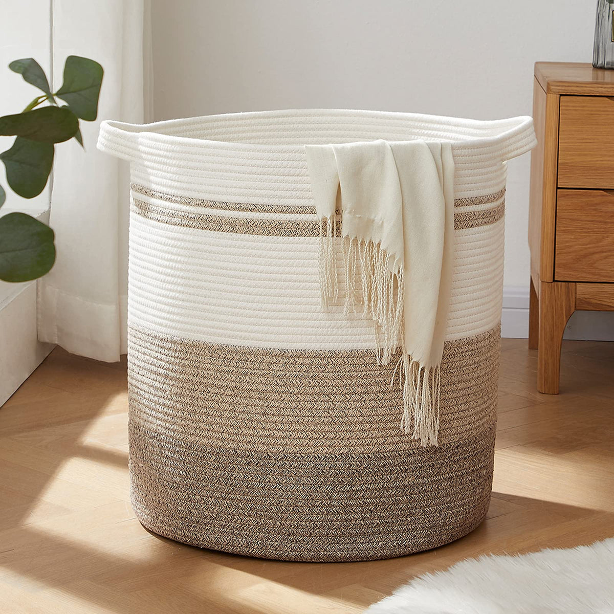 OIAHOMY 60L Laundry Basket Laundry Hamper Nursery Hamper Gradient Yellow