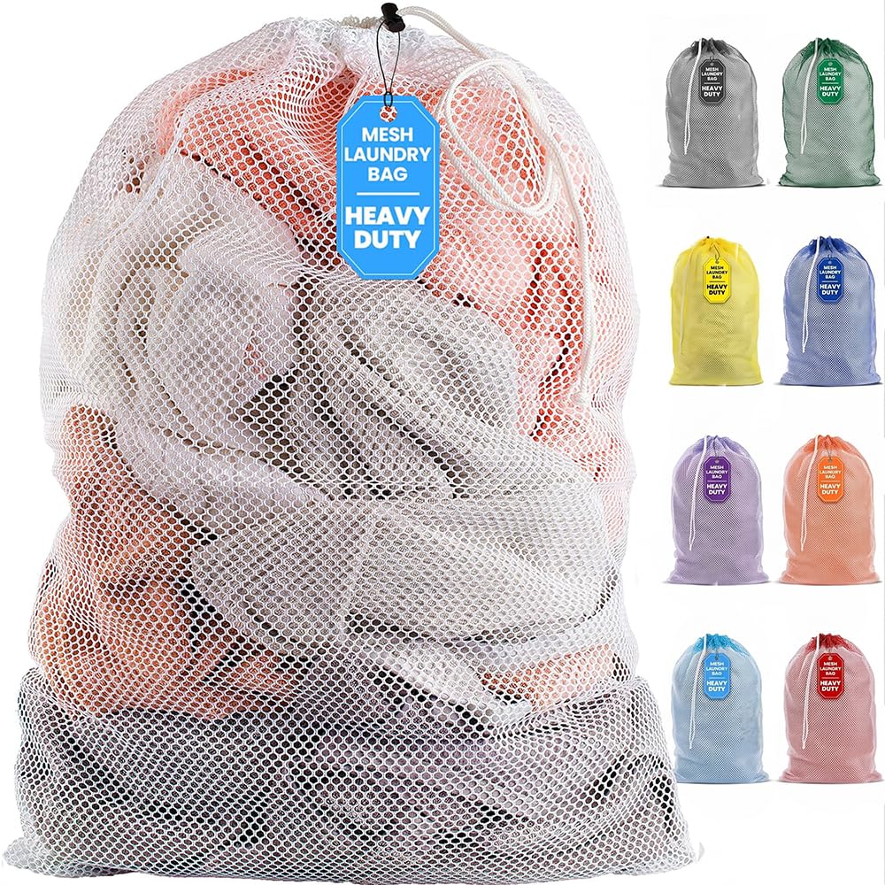 Handy Laundry Mesh XL Laundry Bag 24"x36", Heavy Duty Drawstring, Black