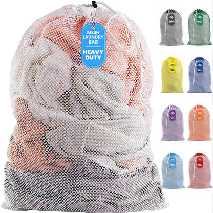 Handy Laundry Mesh XL Laundry Bag 24"x36", Heavy Duty Drawstring, Black