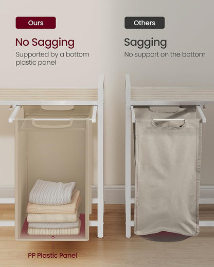 VASAGLE Laundry Hamper with Shelf, 3 Pull-Out Bags, 3 x 10.6 Gallons (40 L)