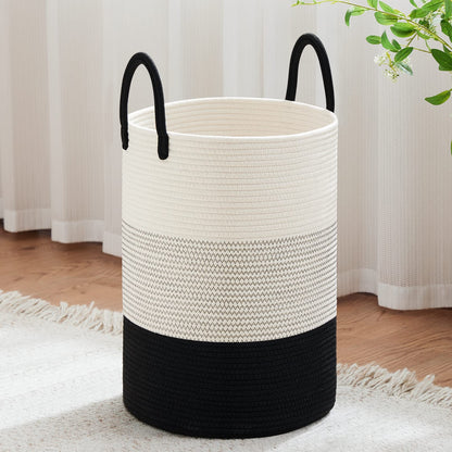 VIPOSCO 58L Tall Woven Laundry Basket Hamper, White Brown