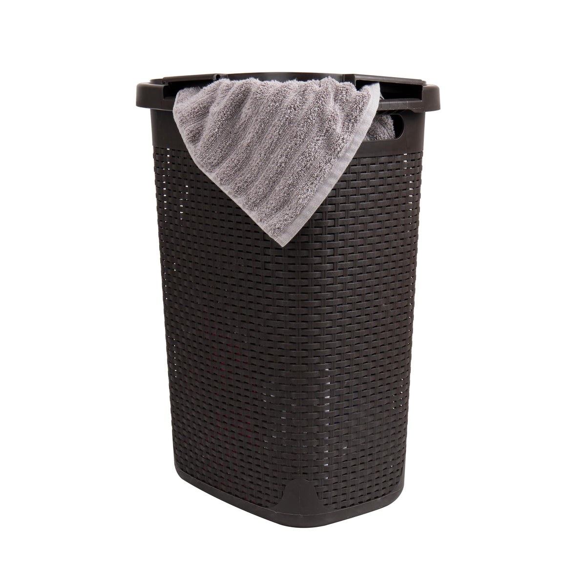 Mind Reader Slim Laundry Hamper with Lid, 60L Tall Clothes Basket, Narrow Tapered Design for Bathrooms, Closets and Laundry Rooms, Plastic, Ivory