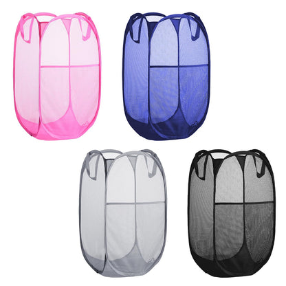 Collapsible Pop Up Laundry Hamper, Extra Large Mesh Foldable Laundry Basket Bag, 28" x 16" x 16", 2 Pack (Black + Blue)