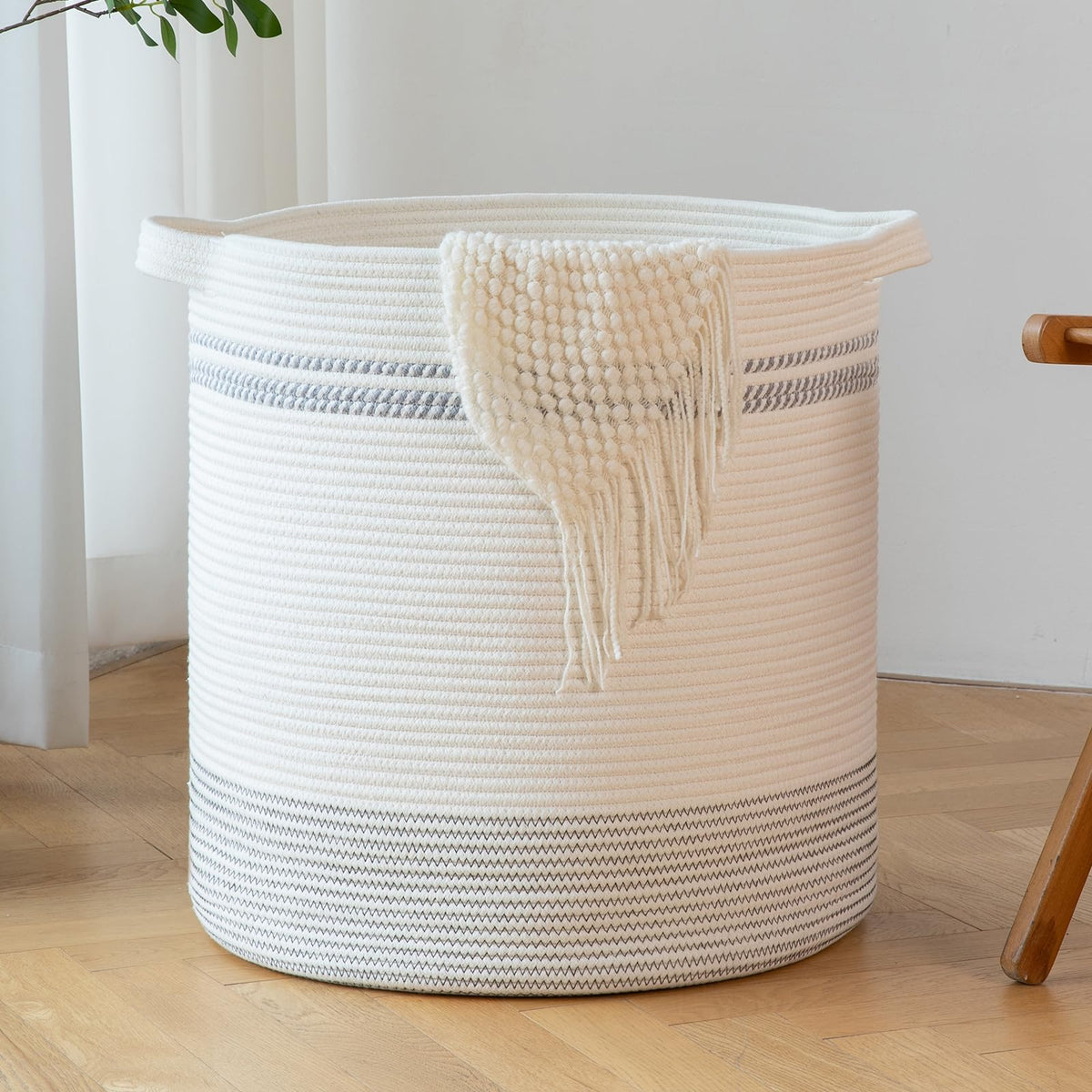 OIAHOMY 60L Laundry Basket Laundry Hamper Nursery Hamper Gradient Yellow