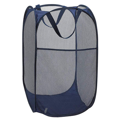 Larpur 2 Pcs Popup Mesh Laundry Baskets, Collapsible and Portable Clothes Washing Laundry Hampers with Reinforced Carry Handles, Gray Clothes Hamper for Home, Travel, College Dorm