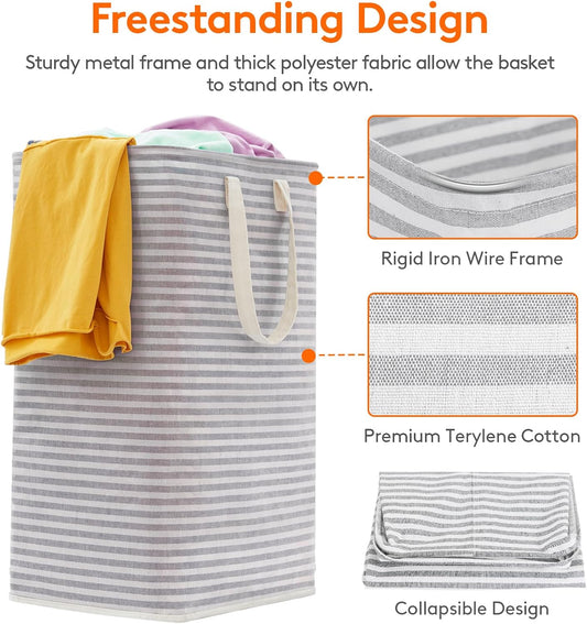 Lifewit 80L Large Laundry Baskets, Laundry Hampers Bags, 2 Pack, Grey&Pink