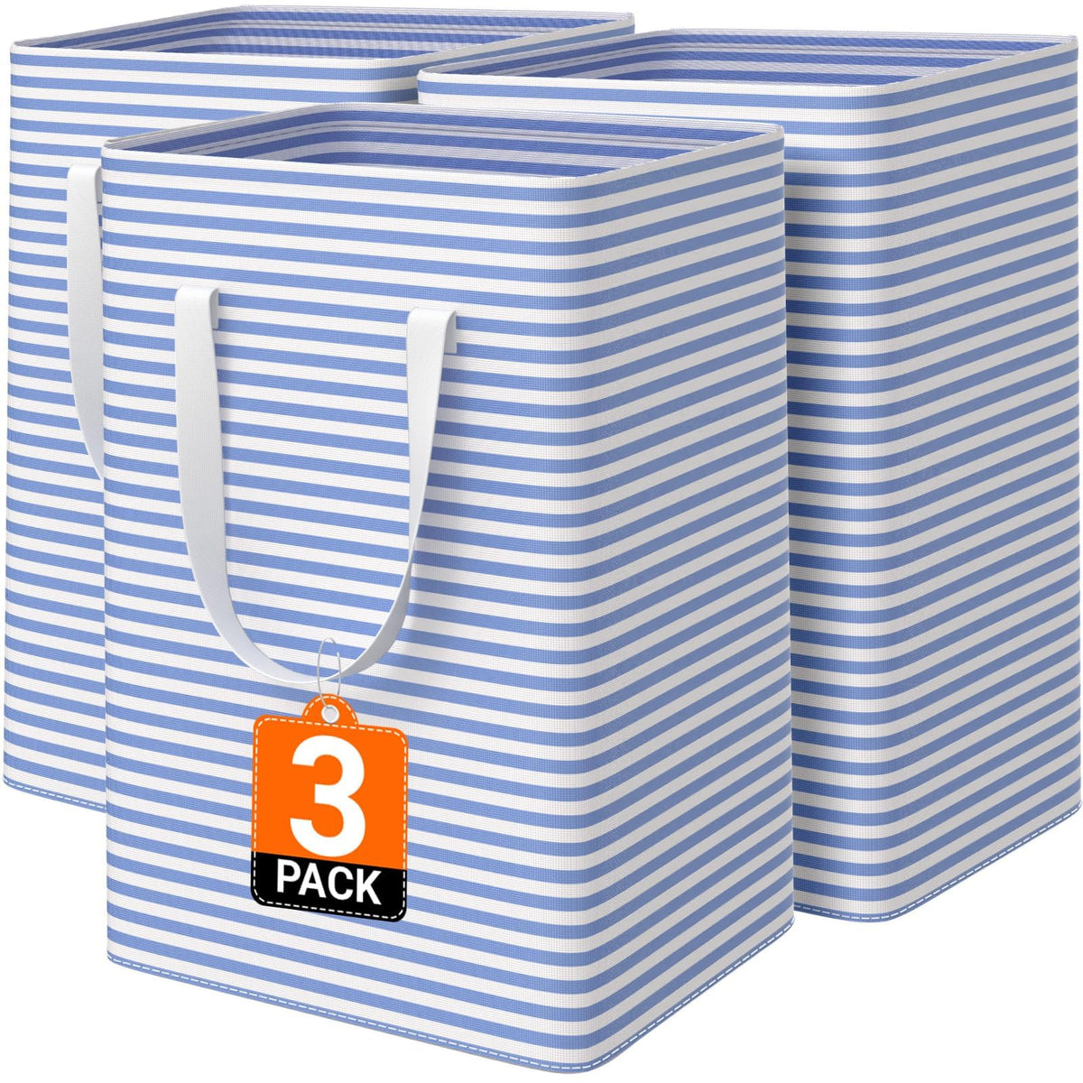 3-Pack Laundry Basket, Collapsible Laundry Hampers, 75L, Gray