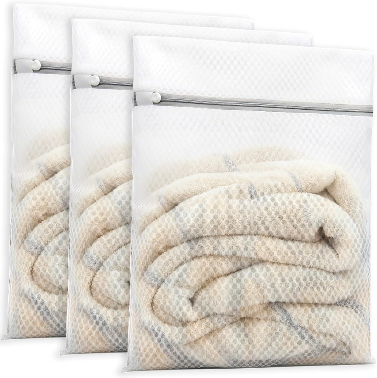 PrettyCare 3 Medium (12 x 16 in) Mesh Laundry Bags for Delicates, Durable Honeycomb Wash Bags with Premium Zippers - Laundry Essentials Mesh Bags for Lingerie, Bras, Socks, Sweater, Travel & Organize
