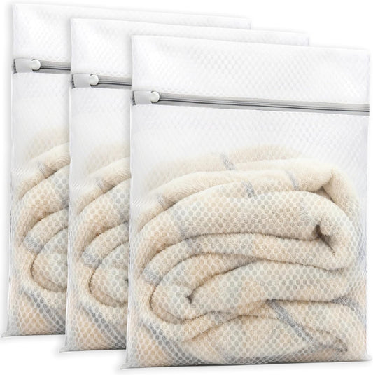PrettyCare 3 Medium (12 x 16 in) Mesh Laundry Bags for Delicates, Durable Honeycomb Wash Bags with Premium Zippers - Laundry Essentials Mesh Bags for Lingerie, Bras, Socks, Sweater, Travel & Organize