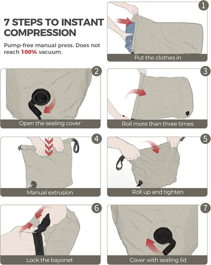 Travel Laundry Bags, Pump-Free Compression Dirty Clothes Bag