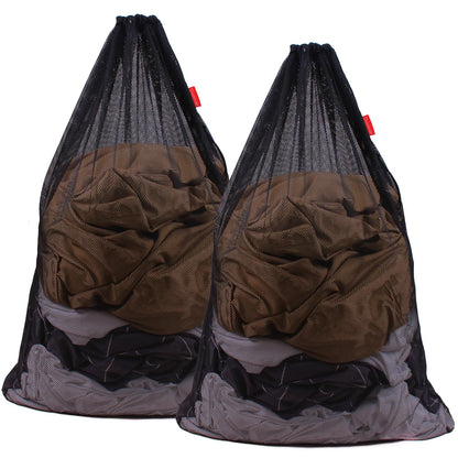 2 Pack Mesh Laundry Bags 24 x 36 Inches Drawstring Bag Black