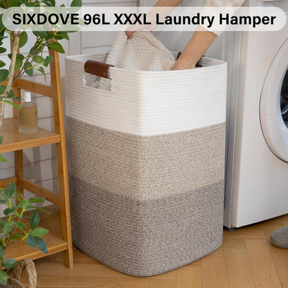 Laundry Hamper 96L Extra Large Laundry Basket, Woven Blanket Basket