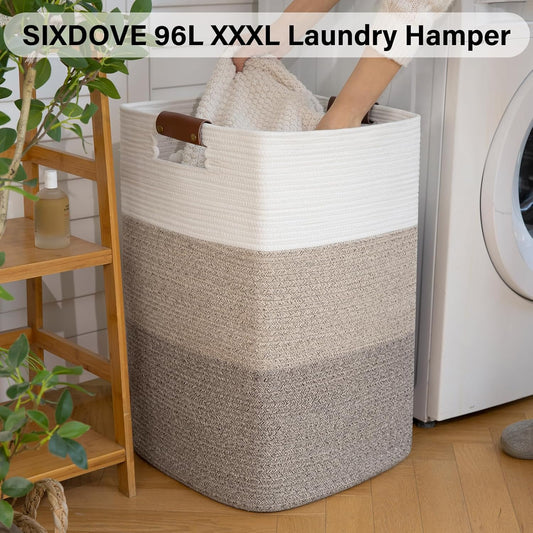 Laundry Hamper 96L Extra Large Laundry Basket, Woven Blanket Basket