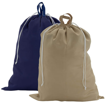 Household Essentials Cotton Laundry Bag, Large, 100% Cotton, Drawstring Top with Cord Lock, Machine Washable, 3 to 4 Load Capacity, Versatile and Compact, Breathable, Foldable, Natural