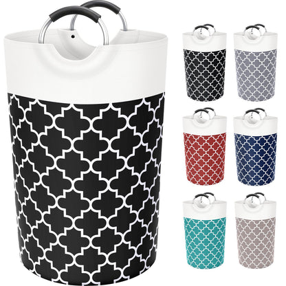 Large Laundry Basket 82L Tall Collapsible Hamper with Handles for Dorm Grey