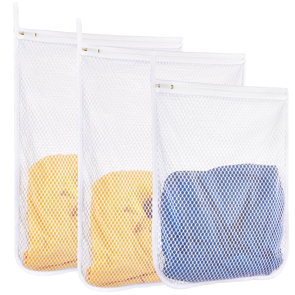 3 pcs Durable Honeycomb Mesh Laundry Bags for Delicates 16" x 19" (3 Large)