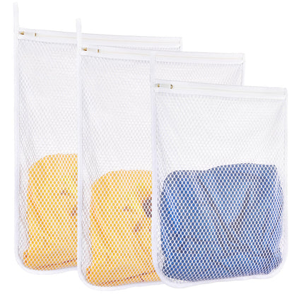 3 pcs Durable Honeycomb Mesh Laundry Bags for Delicates 16" x 19" (3 Large)
