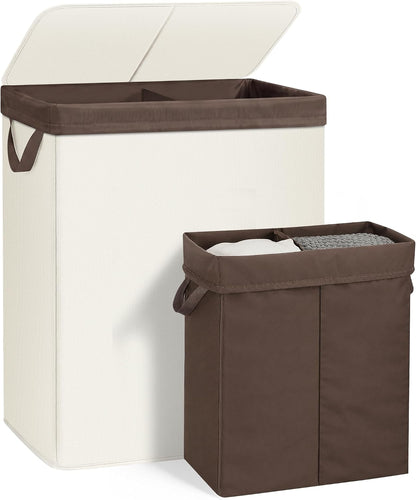 STORAGE MANIAC Double Laundry Hamper with Lid, Tall Metal Laundry Baskets