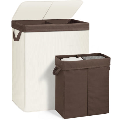 STORAGE MANIAC Double Laundry Hamper with Lid, Tall Metal Laundry Baskets