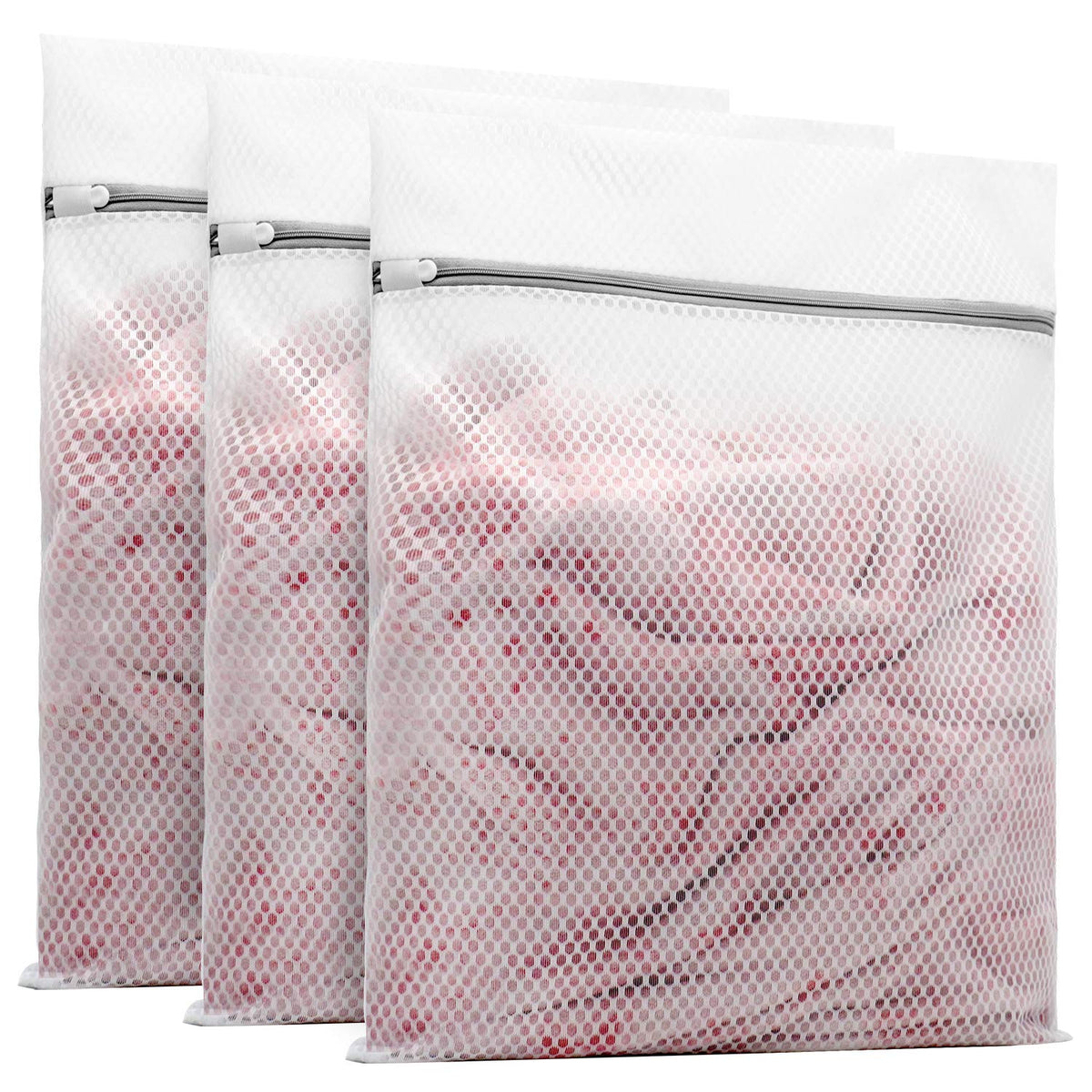 Muchfun 3Pcs Durable Honeycomb Mesh Laundry Bags for Delicates 16x20 Inches