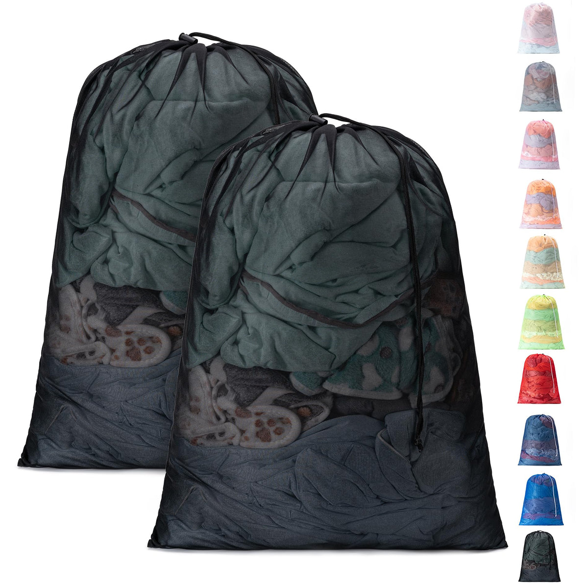 2 Pack Mesh Travel Laundry Bag 24" x 36"Extra Large Dirty Clothes Organizer