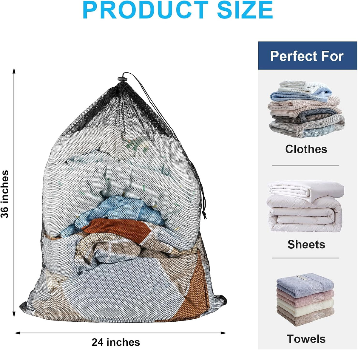 Large Mesh Laundry Bags: 2 Pack 24" x 36" Heavy Duty