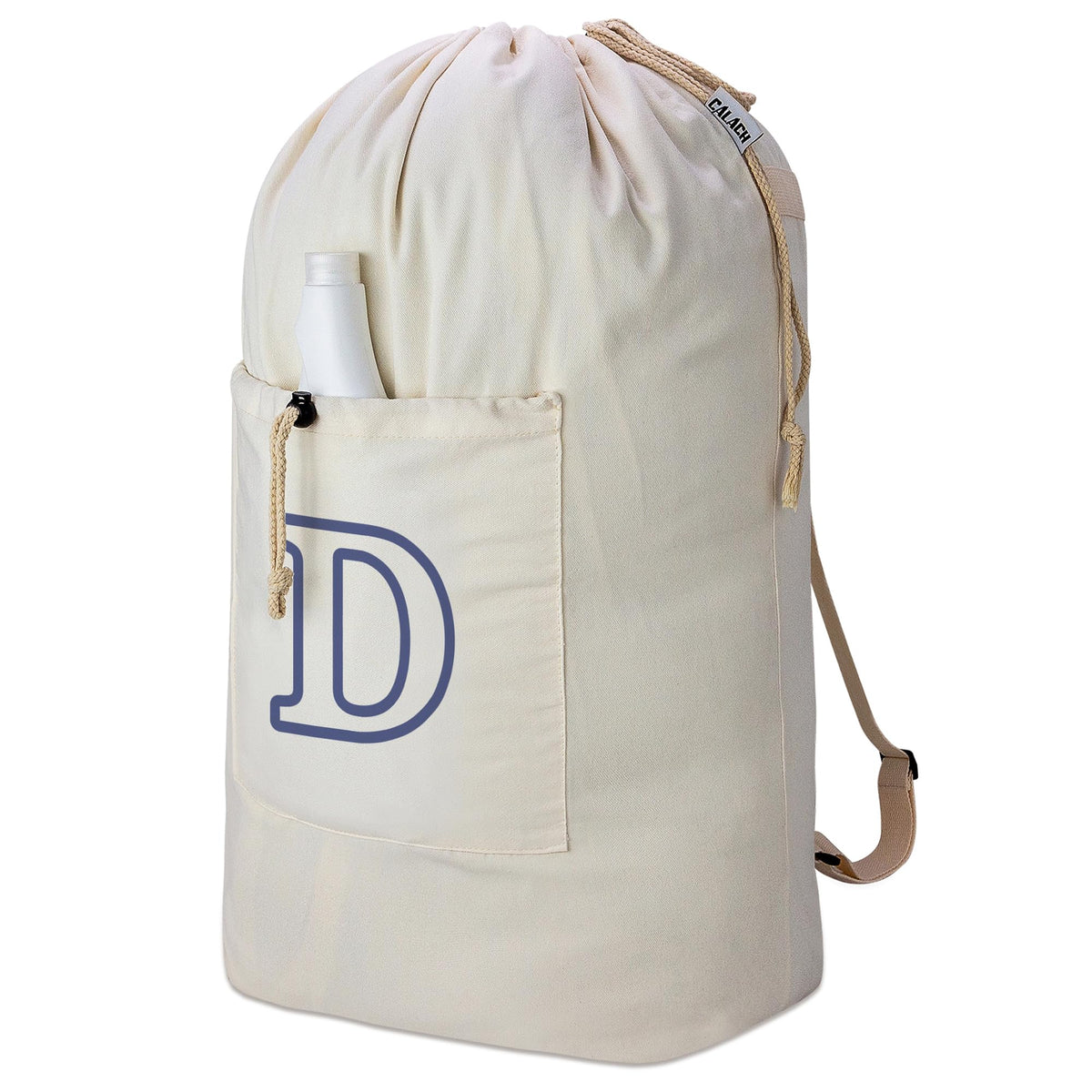 Laundry Bag Backpack, Canvas Laundry Bag with Straps & Drawstring, Beige XL