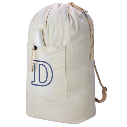 Laundry Bag Backpack, Canvas Laundry Bag with Straps & Drawstring, Beige XL