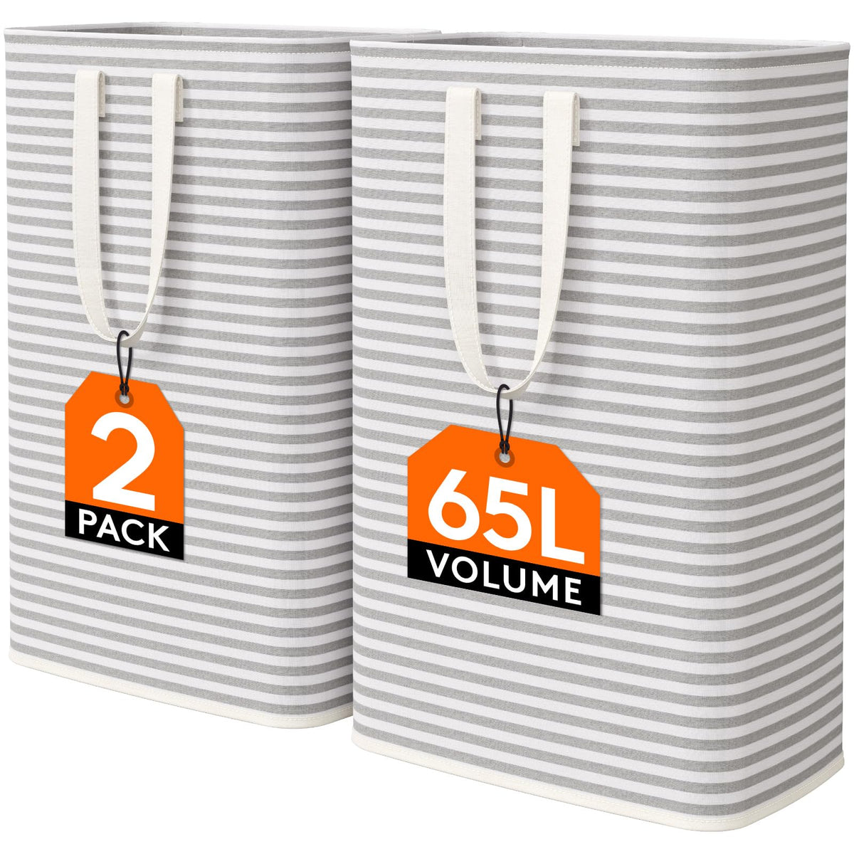 Lifewit 80L Large Laundry Baskets, Laundry Hampers Bags, 2 Pack, Black
