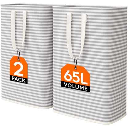 Lifewit 80L Large Laundry Baskets, Laundry Hampers Bags, 2 Pack, Grey&Blue