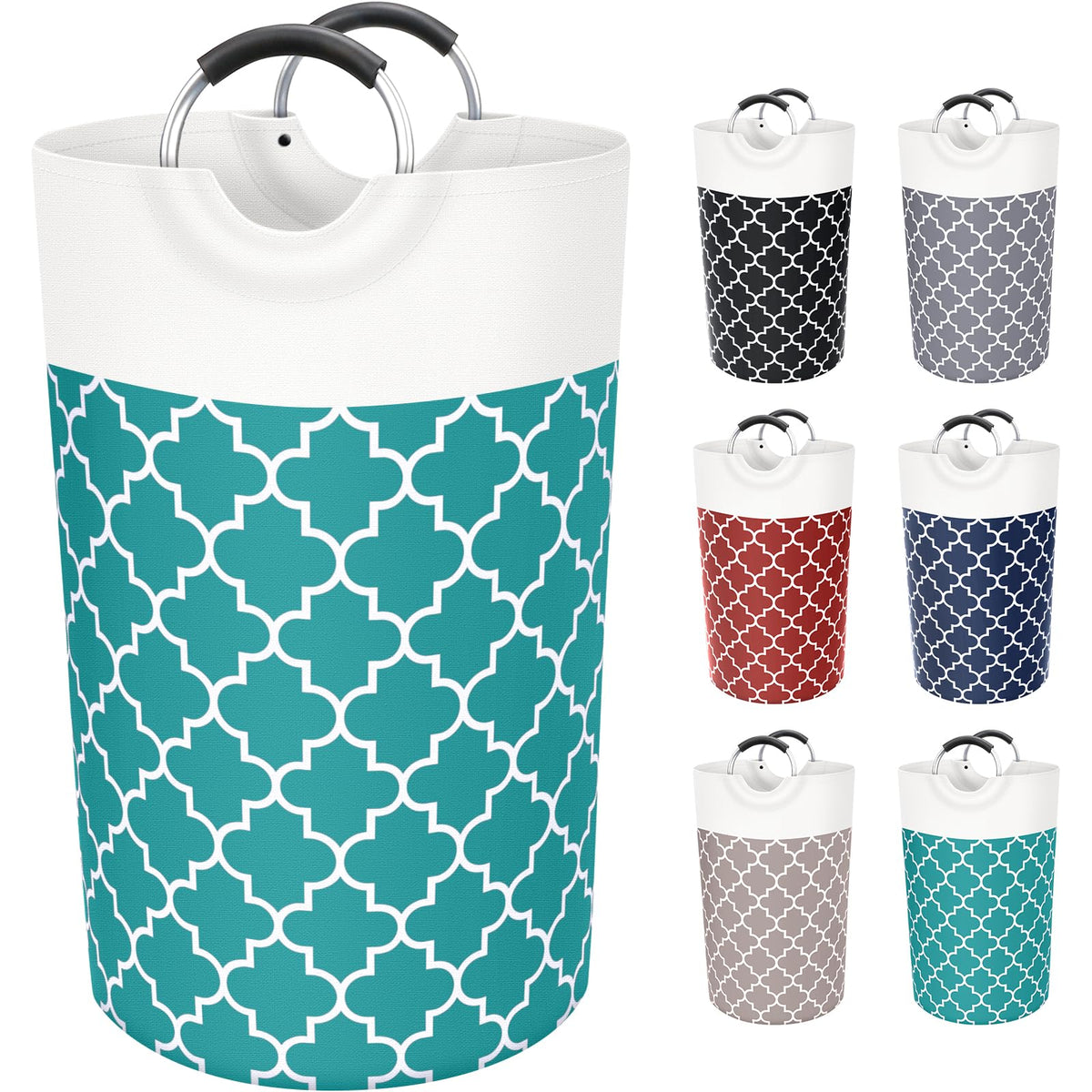 Large Laundry Basket 82L Tall Collapsible Hamper with Handles for Dorm Grey