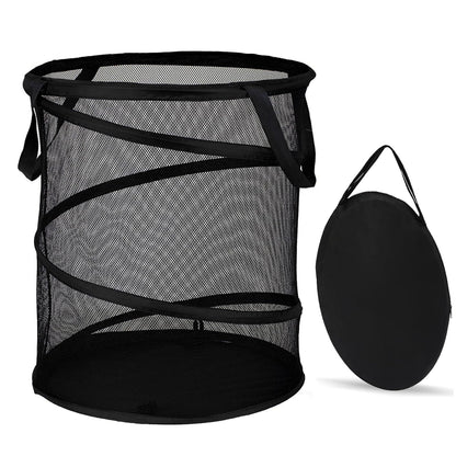 BATTOO Collapsible Laundry Basket Foldable Mesh Pop Up Hamper with Handles for Laundry Room, Bathroom, Kids Room, College Dorm, Travel, Storage Organizer Black