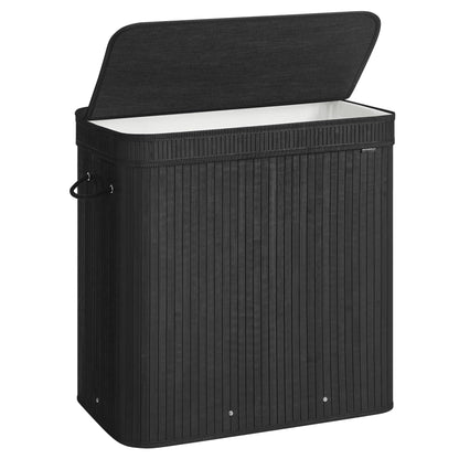 SONGMICS Bamboo Laundry Hamper with Lid, 100L, with Handles