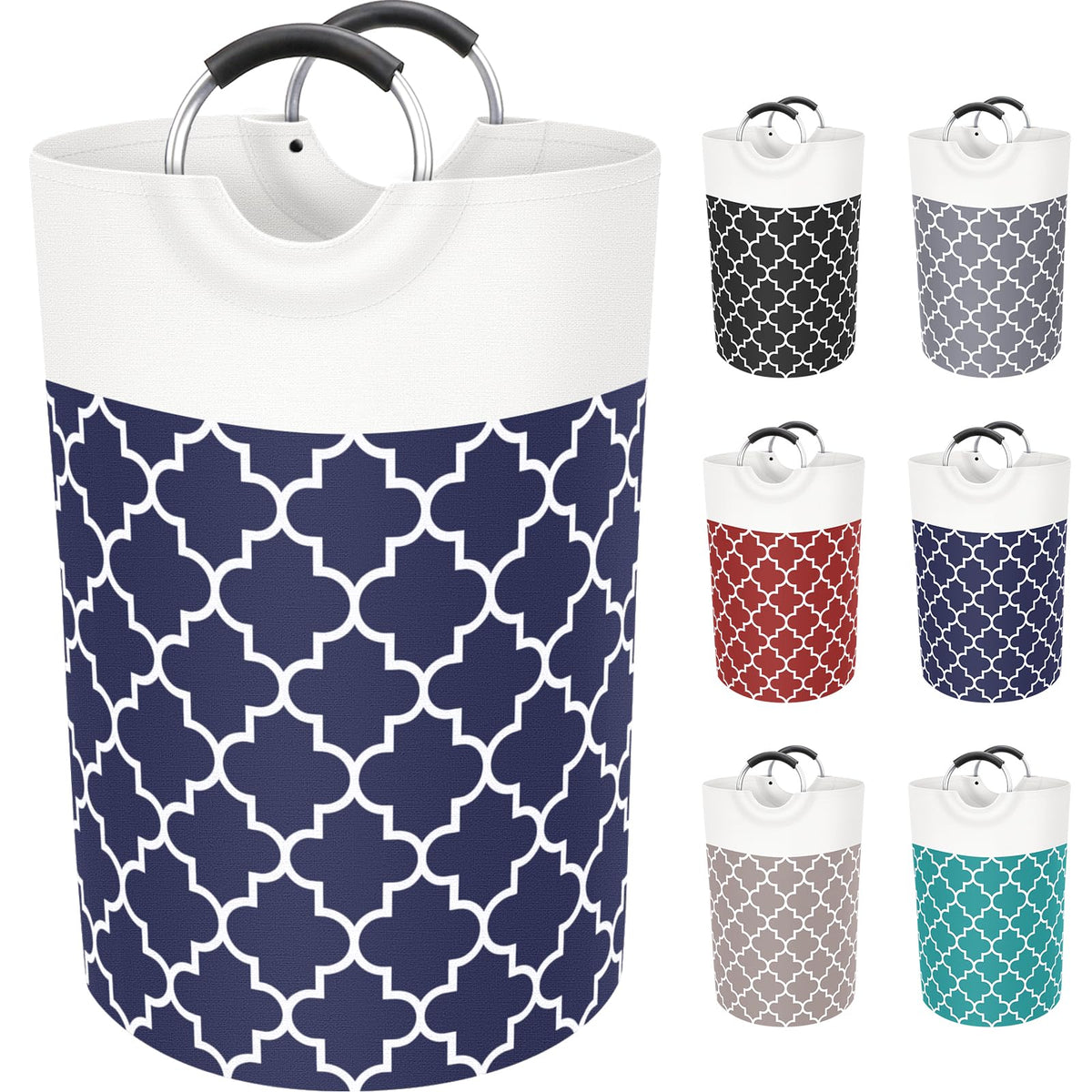 Large Laundry Basket 82L Tall Collapsible Hamper with Handles for Dorm Grey