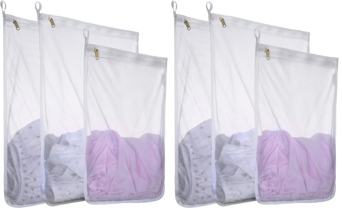 Fine Mesh Laundry Bags for Delicates, 3 Pack (2L+1M) Reusable Wash Bags with Sturdy Zippers, Durable Net Washing Bags for Lingerie, Bra, Sock, Underwear, Baby Clothes, Travel Organizer