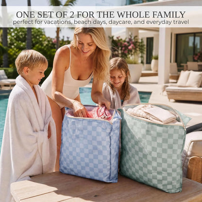 Stylish Wet Dry Bags For Swimsuits Set of 2 - Large Waterproof Laundry Bags