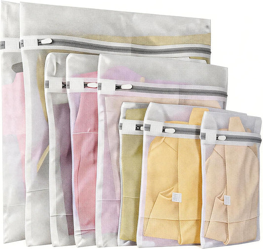8 Packs Mesh Laundry Bags for Delicates 3 Sizes with Non Rust Zipper