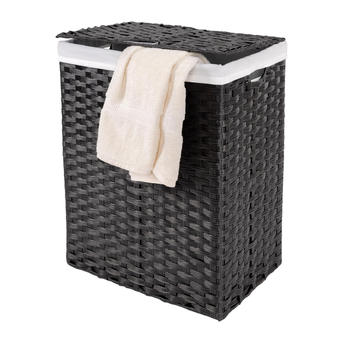 Seville Classics Premium Handwoven Portable Laundry Bin Basket with Carrying Handles, Household Storage for Clothes, Linens, Sheets, Mocha Brown, Oval Hamper