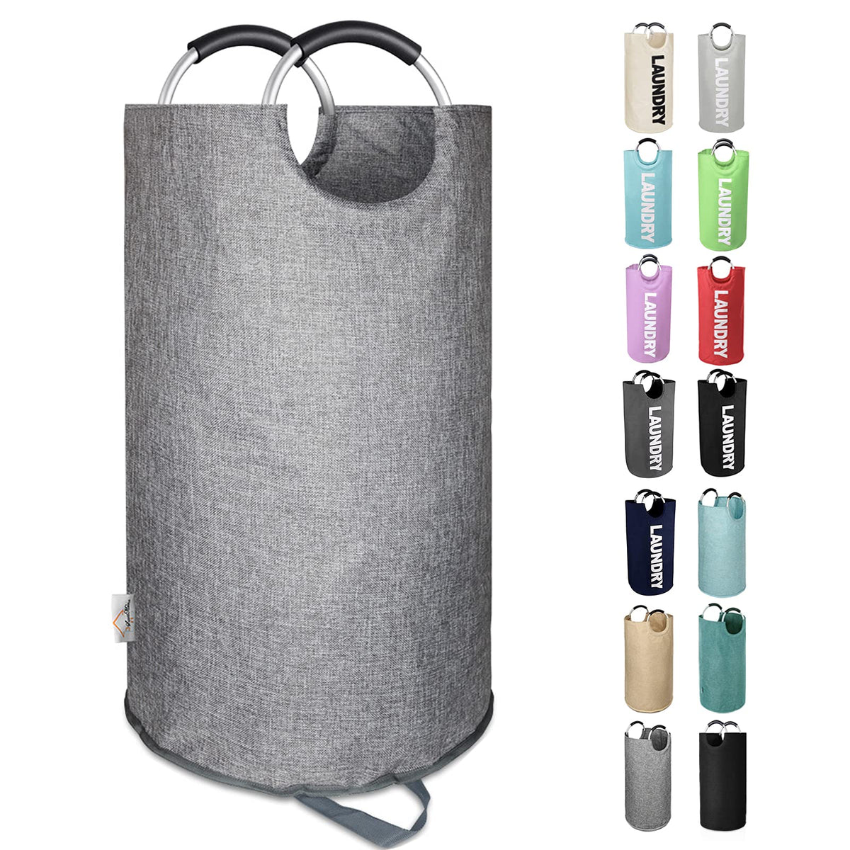 Large Laundry Basket, Laundry Hamper Bag with Handles, 95L, Black