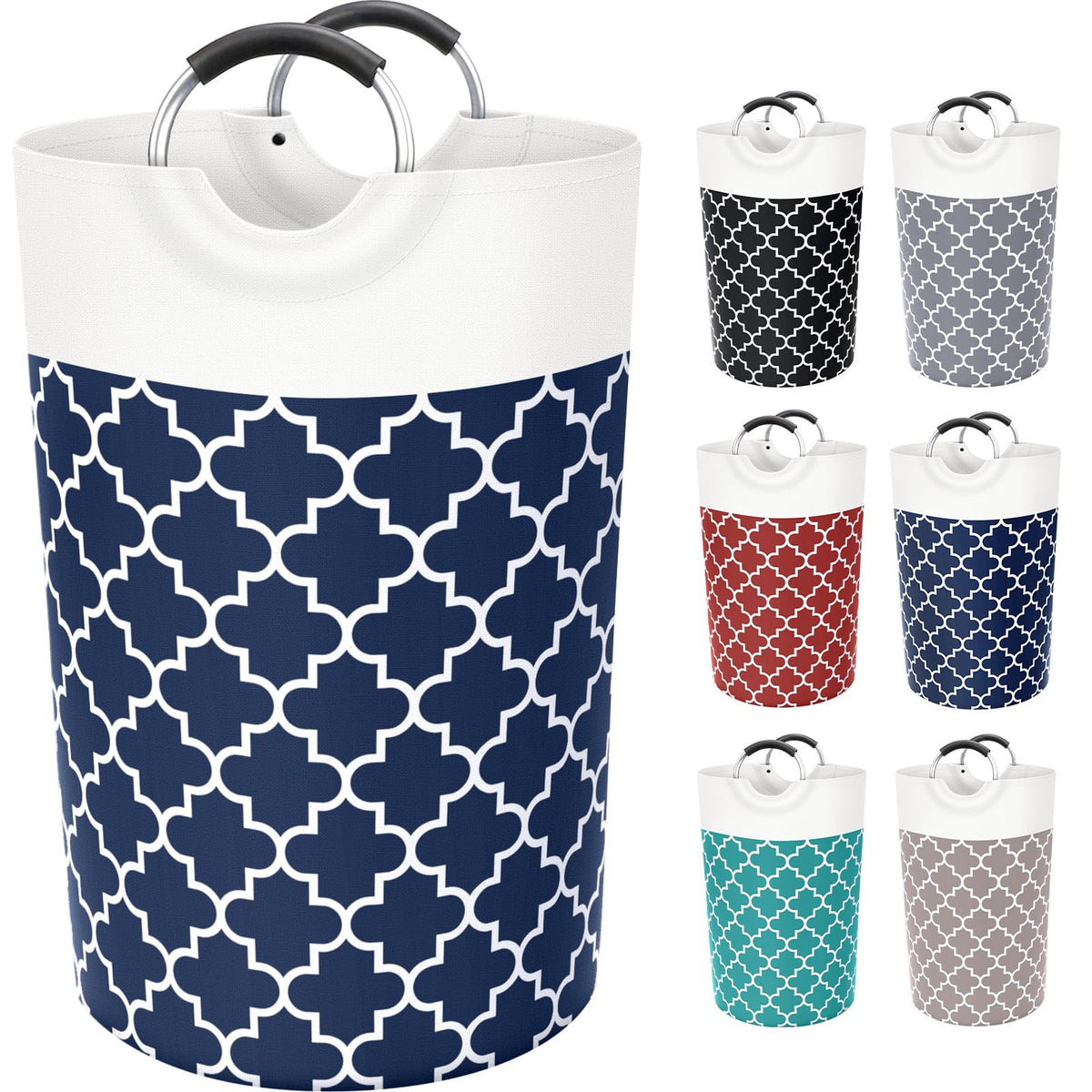 Large Laundry Basket 82L Tall Collapsible Hamper with Handles for Dorm Grey