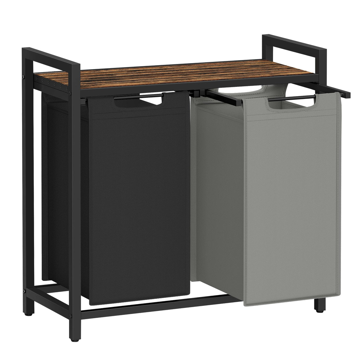VASAGLE Laundry Hamper with Shelf, 3 Pull-Out Bags, 3 x 10.6 Gallons (40 L)