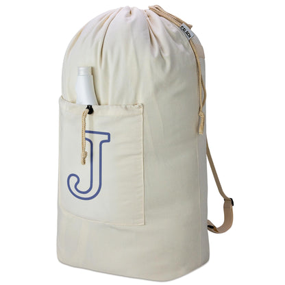 Laundry Bag Backpack, Canvas Laundry Bag with Straps & Drawstring, Beige XL