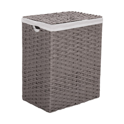 Seville Classics Premium Handwoven Portable Laundry Bin Basket with Carrying Handles, Household Storage for Clothes, Linens, Sheets, Mocha Brown, Oval Hamper